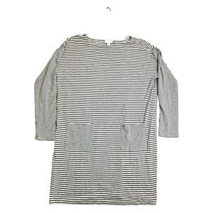 J Jill Dress Womens Medium Gray Striped Oversized Pockets Lagenlook‎ Ladies